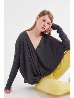 Out from Under Jojo Thermal Knit Top - Dark Gray